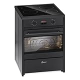 GURARI Induktions-Standherd GCH E 612 BL Schwarz Induktionsherd Freistehend mit 4 Boosterkochzonen Standherd 60 cm