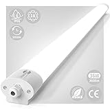 LED Feuchtraumleuchte 120cm Röhrenlampe Led 36W 3600LM Verknüpfbar Werkstattlampe 5000K Bürodeckenleuchten IP66 Wasserdicht Deckenleuchte Kellerlampe Garagenlichte für Werkstatt Feuchtraum Bad Büro