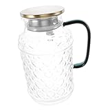 PHENOFICE Wassertopf Wasserkrug Für Kühlschrank Wasserbehälter Wohnzimmer Getränkekrug Mit Deckel Glaskanne Mit Deckel Und Ausgießer Eisteekanne Für Kühlschrank Transparent Rostfreier Stahl
