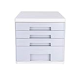 SDVantage Schreibtisch-Aktenschrank, 4-lagige Schubladenaufbewahrung, Organisation, mit leerem Etikett, geeignet für Bürobedarf, Kunststoff, Hellgrau