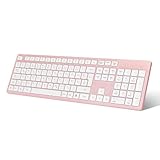 LeadsaiL K786 Kabellose Tastatur QWERTZ Deutsch - 2.4 GHz USB, Multimedia Tasten, leise für PC Laptop Windows (Rosa)​