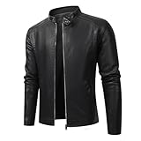vejtmcc Lederjacke Herren Kunstlederjacke Kunstleder Farbvarianten Jacke Bikerjacke, Übergangsjacke Echtlederjacke Motorradjacke, Schmale Passform, Stehkragen Herrenjacke Lässiger Mantel