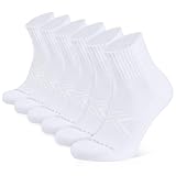 Closemate Sneaker Socken Herren Damen Füsslinge Baumwolle Anti-Rutsch Laufsocken mit Frotteesohle Kurze Quarter Halbsocken Atmungsaktive Sportsocken 6Paar(6Reines Weiß, Größe M)