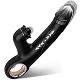 Rabbit Vibratoren mit Klitorisstimulation Vibration für Frauen, Dildo Vibrator Klitoris Stimulator für Sie G Punkt Sex Spielzeug für die Damen 10 Vib/Leck/Teleskop Analvibrator Erotik Paare (Schwarz)