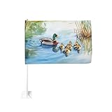 Stockente Enten schwimmen im See Autoflagge Outdoor Fenster Clip 30 x 45 cm doppelseitige Auto-Dekoration