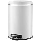 Amazon Basics Rund Tret-Mülleimer, Edelstahl, 20 l, Silberfarben