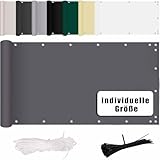 MENGH Balkon Sichtschutz Ohne Bohren (315 Größen & 6 Farben) Wind- und UV-Schutz,160g/m², Mit Montagezubehör, 100% Polyester, für Balkongeländer, Terrasse & Garten
