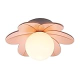 LUOYAOB Deckenlampe Nordische Deckenleuchte, Kunstharz-Blumen-Unterputzleuchte, kleine Kronleuchter, Deckenleuchten, weiße Kugel-Glas-Deckenleuchte for Garderobe, Flur, Wohnzimmer(Pink)