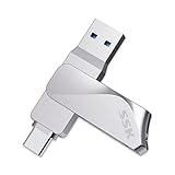 SSK USB Stick 64GB USB 3.2 Speicherstick Metall Memory Stick Dual USB-Sticks USB-A & Typ-C OTG USB-Flash-Laufwerk Wasserdichter Datenspeicher Up to 200MB/s, Ultra Fit Flash Drive für Datenspeicherung