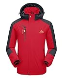 KEFITEVD Übergangsjacke Herren Jacke Wasserdicht Outdoor Softshelljacke Leicht Winterjacke Winddicht Windbreaker Regenschutz Funktionsjacke Freizeit Jacke Männer Rot M