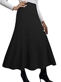 Adigaber Rock Damen Winter Midi Lang Röcke Hohe Taille Faltenrock A-Linie Elegant Frauen Skirt