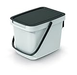 BirnePower Mülleimer Müllbehälter Abfalleimer Biomülleimer mit Griff und Klappdeckel Abfallsammler Mülltonne Müllsortierer Papierkorb (6L, Aschgrau)