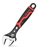 MAXPOWER Schraubenschlüssel Verstellbar, Adjustable Wrench Einmaulschlüssel Rollgabelschlüssel aus legierter Stahl mit Gummigriff, Länge: 205 mm （max. 30 mm Maulweite）
