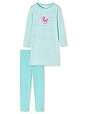 Schiesser Mädchen Schlafanzug Nachthemd Mit Leggings Lang - 100% Organic Bio Baumwolle Größe 92 Bis 140 Pyjamaset, Türkis_179493, 128 EU