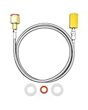 CO2-Adapter und Edelstahl-geflochtener Schlauch-Set, massives Messing, Anschluss an großen CO2-Vorratstank und Sodawasserbereiter CO2-Zylinder-Serie, CGA320 auf M18 x 1,5, 152 cm