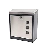 PROREGAL XXL Briefkasten HxBxT 52x44x25cm abschließbar pulverbeschichtet Schwarz-Edelstahl Firmenbriefkasten Postkasten