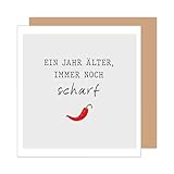Edition Seidel Premium quadratische Geburtstagskarte mit Umschlag. Glückwunschkarte Billet Karte mit Spruch für Mann Frau Freund Freundin Chilli scharf lustig Humor (GQ418 SW025)