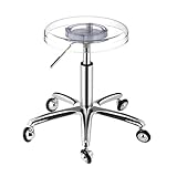 QAZXDRFG Rollbarer Salonhocker, Drehstuhl mit Rädern, Acryl, höhenverstellbar, hydraulisch, für Haare, Schönheit, Gesichtsmassage, Spa, Tattoo, Medizin, Home Office (Farbe: Klar, Größentyp