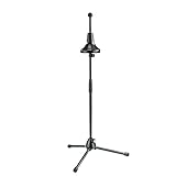 K&M 149/1 Bass-Posaunenständer Schwarz - Metallsockel, Klappfüßen - Holzkegel mit Filzauflage - 65 - 114 cm Höhe