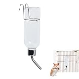 350 ml Trinkbrunnen für kleine Haustiere, Trinkflasche für Kaninchen, Hamster, Meerschweinchen, Nagertränke mit Edelstahl-Kugelventil, Leise, Hängend, Haustier Wasserspender mit Halterung