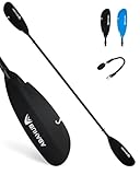 Abahub Kajak Paddel verstellbar 240cm bis 260cm Aluminium Angelpaddel Doppelpaddel mit Paddelleine für Kajakfahren Angel Aluminiumlegierungs Schaft Kunststoff Klingen Schwarz