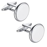 Tyqour Herren Manschettenknöpfe Weiß Klassische Manchettenknoepfe White Cufflinks for Men Bräutigam Manschettenknöpfe für Hochzeit Tanzparty Business Silber