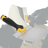NOLACE 1 Stück 2025 Aktualisierung Putty Messer Spachtel Edelstahl Malerspachtel Arc-shaped Putty Knife Spackler Tool Breitspachtel aus Edelstahl 175 x 95 mm - Fassadenspachtel mit und Softgriff
