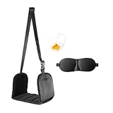 Begchy Flugzeugfuß-Hängematte, Fußstütze unter dem Schreibtisch bei der Arbeit, Flugzeugfußstütze in der Länge, verstellbar, mit Augenmaske