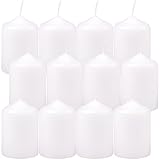 HS Candle Wachskerzen Stumpenkerzen Weiß Ø4cm x 6cm (12 Stück) Teelicht Durchmesser, in vielen Farben - Hergestellt in EU - Kerzen Blockkerzen - Wachs