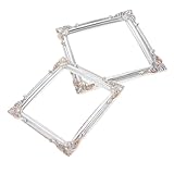 Zerodeko 2 Stück Mini Vintage Resin Bilderrahmen mit Filigranen Reliefdetails Vielseitig als Schmuckhalter Fotodeko Maniküre Requisit Silberfarbene Kleine Deko für Tisch und Wand