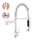 Wasserhahn Küche - Küchenarmatur mit Ausziehbar Brause,360° Schwenkbar Hochdruck Mischbatterie Küche,Doppelspray Edelstahl Spültischarmatur Küche(Chrom)