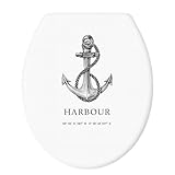 WC-Sitz Duroplast mit Aufdruck Farbe: Ivory-Weiß mit Anthrazit farbigem Aufdruck, Absenkautomatik, Universelle Passform