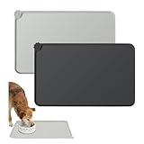 Bieiyhe 2 Futternapf Unterlage Hund 48x30 cm,Katzenmatte Futter rutschfeste,Haustier Fütterung Matte Tiernapf,Futtermatte wasserdichte,Napfunterlage Silikon,Matte Placemats per Animali-Schwarz,Grau