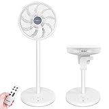2in1 DC Motor Standventilator - Ventilator Leise 12.8dB 3D Oszillierend mit Fernbedienung/Energie Sparen/Turbo Luftzirkulator Raumventilator