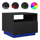 SXJEQOC Niedriger Tisch Beistelltische Fürs Wohnzimmer Konsolentisch Satztische Fürs Wohnzimmer - Couchtisch mit LED-Leuchten Schwarz 50x49x40 cm für Wohnzimmer Esszimmer Balkon Livingroom