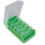 TimeTEX - Karteikasten aus robustem Kunststoff, A8, Halbtransparent mit einschiebbarem Deckel, 5-Fächer-Lernmethode, 20x9x6,5cm, Farbe: grün