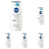 NIVEA Coconut & Jojoba Oil Pflegedusche (250 ml), pH-hautneutrales Duschgel mit natürlichem Jojoba-Öl, feuchtigkeitsspendende Cremedusche mit zartem Kokos-Duft (Packung mit 5)