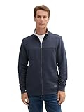 TOM TAILOR Herren Sweatjacke mit Stehkragen, 19024 - Sky Captain Blue White Melange, XL