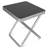 Preiswert&Gut Klappstuhl Sitzhöhe 45cm aus Aluminium bis 100kg mit Tischplatte MDF 40x40cm, 20kg belastbar Tragbarer Campinghocker ideal als Fußhocker oder Angelstuhl