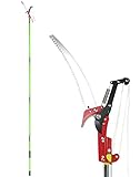 QWORK® 4 m Hochreichbare Hochentaster, Astsäge Baumsäge mit Einstellbare Stiel, Schneidet Sauber und Schnell, Höhenverstellbar 1,4m-4m