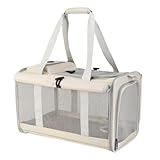 SYLGXH Katzentasche Modische Haustiertasche, Tragbare Tasche For Ausflüge, Faltbare Tragbare Katzentasche Mit Autoschulter, Katzenausflugstasche Tragetasche für Katzen(Beige)