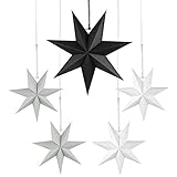 Faltstern Weihnachten, 7 Zacken Stern zum Aufhängen, Papier Stern Dekoration 5er Set Faltsterne Weihnachtsstern Deko, Sterne Papier zum Fenster Dekoration, Weihnachtsbaum, Advent