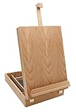 PAINTERSISTERS® Malkoffer Luca aus NACHHALTIGEM Buchenholz FSC®, Tischstaffelei mit Utensilienkoffer, Keilrahmen bis 60cm Höhe, Malbox