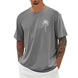 T-Shirt Herren Herrenmode Lose Einfarbig Freizeit Kurzarm Sommer Tshirt mit Buchstaben Essential Bequeme Streetwear Rundhalsausschnitt Drucken Tops Shirt Männer Outdoor Sportshirts Strandhemd