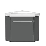 Eckwaschtisch 40 cm Eckschrank Vormontieren Waschbecken mit Unterschrank Waschtisch kleinmöbel Anthrazit