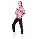 LPATTERN Kinder Mädchen 2tlg Bekleidungsset Zweiteiler Sportanzug Trainingsanzug Jogginganzug Freizeitanzug Outfit-Set(Kapuzenjacke+ Trainingshose), Rosa(2-Teilig), 140