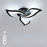 Comely LED Deckenleuchte Dimmbar, Moderne Acryl Deckenlampe 35W 3937LM, 3000K-6500K, Schwarz Deckenbeleuchtung mit Fernbedienung für Schlafzimmer Wohnzimmer, Dia 58cm
