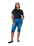 Zizzi Damen Große Größen Capri-Jeans Slim Fit Taschen Größe Gr 52 Dark Blue Denim