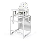 Geuther Hochstuhl NICO Baby Hochstuhl mit Tisch Babystuhl mit 3-Punkt Sicherheitsgurt Rückenteil Fußtrittbrett & gepolsterte Sitzfläche schadstofffreies Kinderzimmerzubehör Weiß