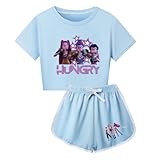 YiJee KPOP Demon Hunters Kinder Outfit – 2-teiliges T-Shirt & Shorts Set für Jungen und Mädchen im Anime Harajuku Streetwear Stil